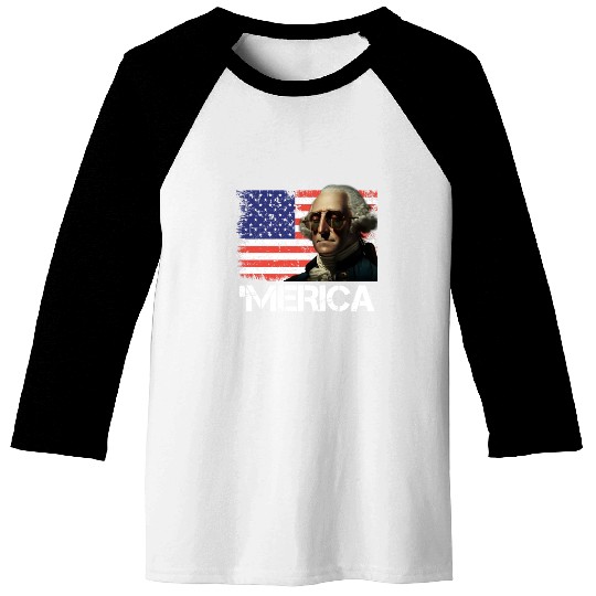 Merica George Washington Independence Day USA Baseball Tees