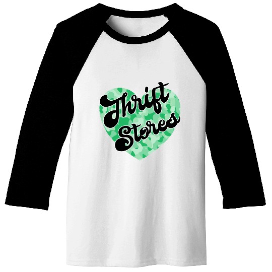 Thrift Stores green camo heart Baseball Tees