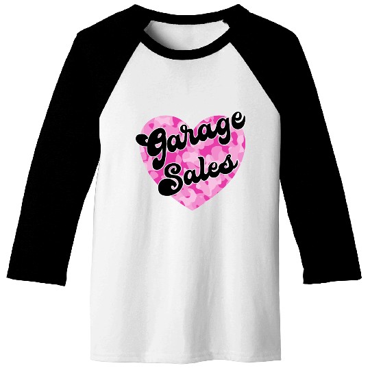 Garage Sales pink camo heart Baseball Tees