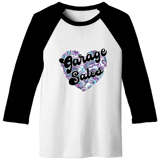 Garage Sales paisley heart Baseball Tees