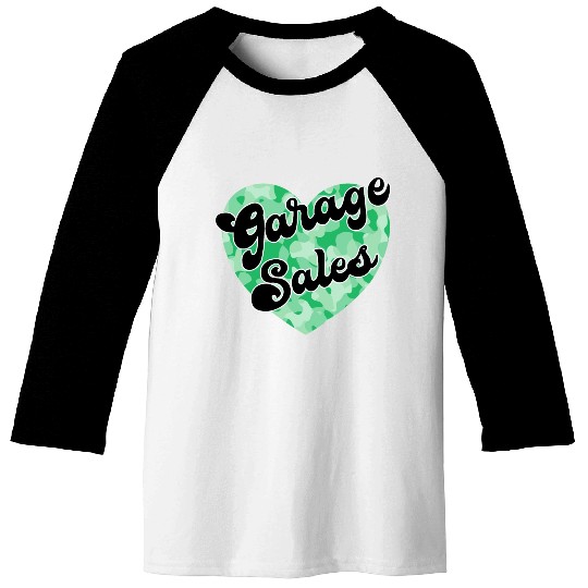 Garage Sales green camo heart Baseball Tees