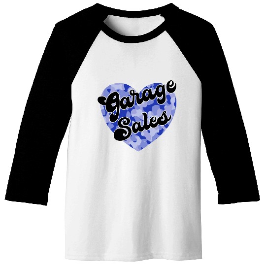 Garage Sales blue camo heart Baseball Tees