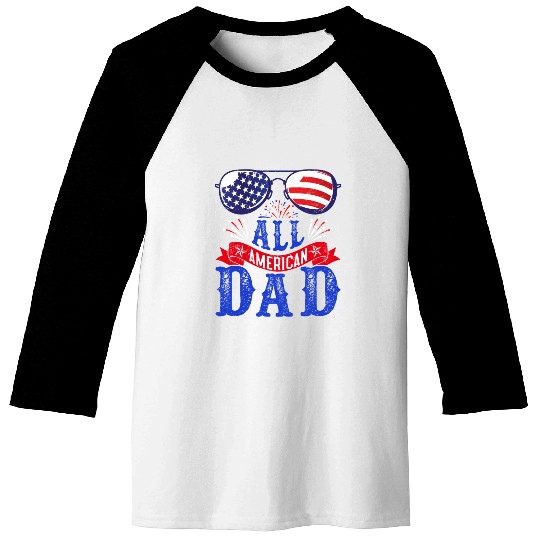 All American Dad America Pride US Patriot Baseball Tees