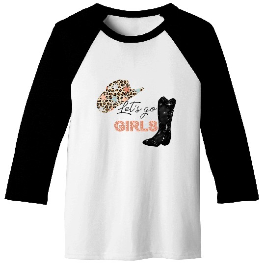 Leopard Cowboy Boots Let'S Go Western Cow Baseball Tees