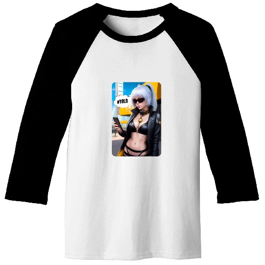 Cyberpunk Waifu Influencer Design 2 Baseball Tees