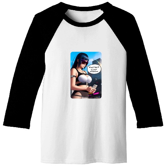 Cyberpunk Waifu Influencer Design 8 Baseball Tees