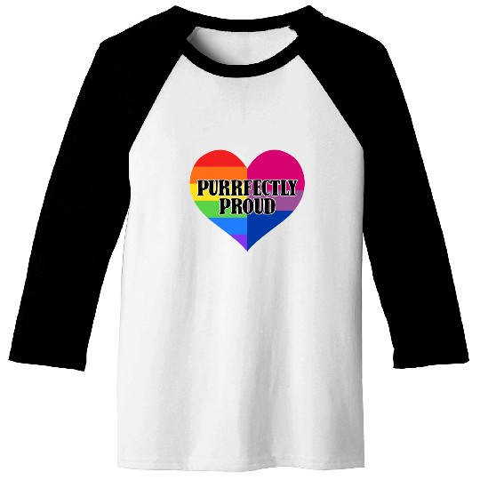 Purrfectly Proud Rainbow Bisexual Flag Heart Baseball Tees