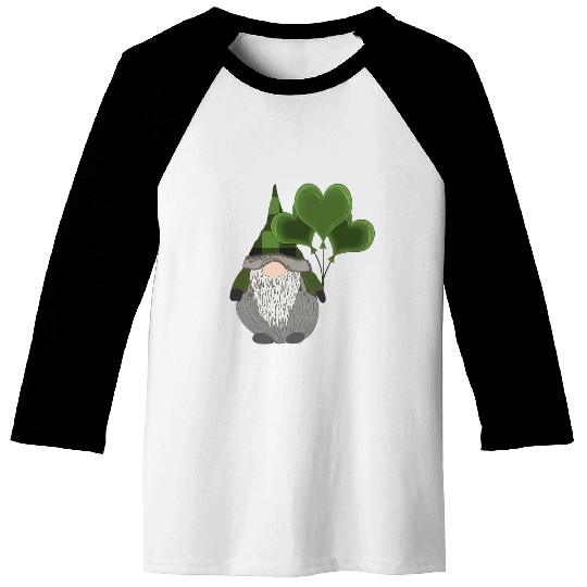 Irish Gnome St Patricks Day Heart Balloons Baseball Tees