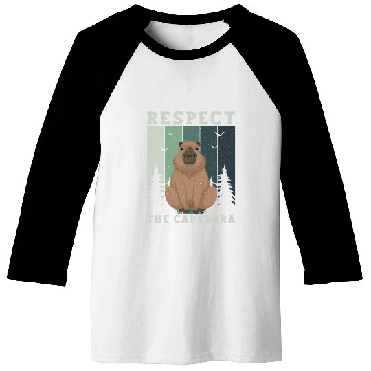 Retro Respect The Capybara Capybara Lover Meme Baseball Tees