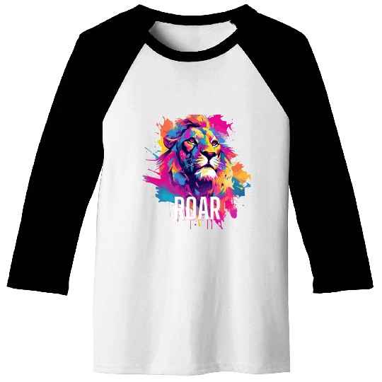 Roar Baseball Tees: Lion Synthwave Graffiti Kids Baseball Tees