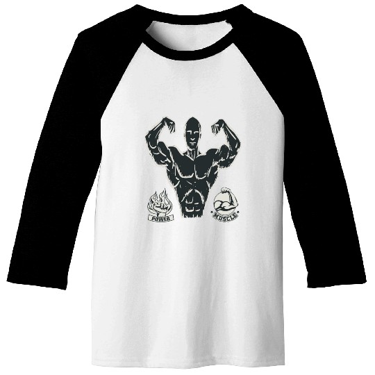 workout and gym power Baseball Tees for athletic men
