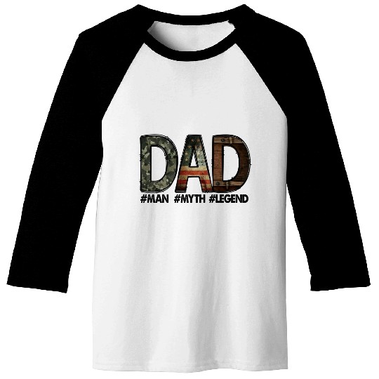 Dad Man Myth Legend Father Typography Baseball Tees