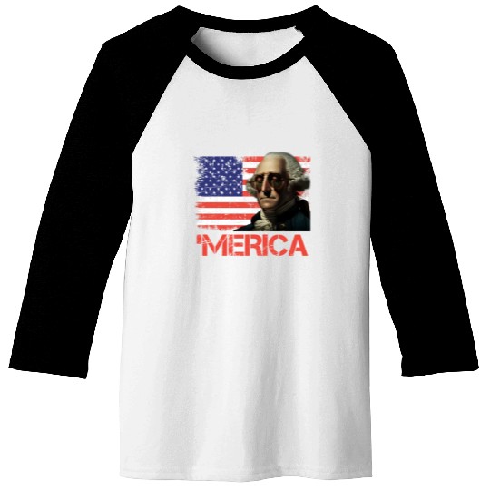 Merica George Washington Independence Day USA Baseball Tees
