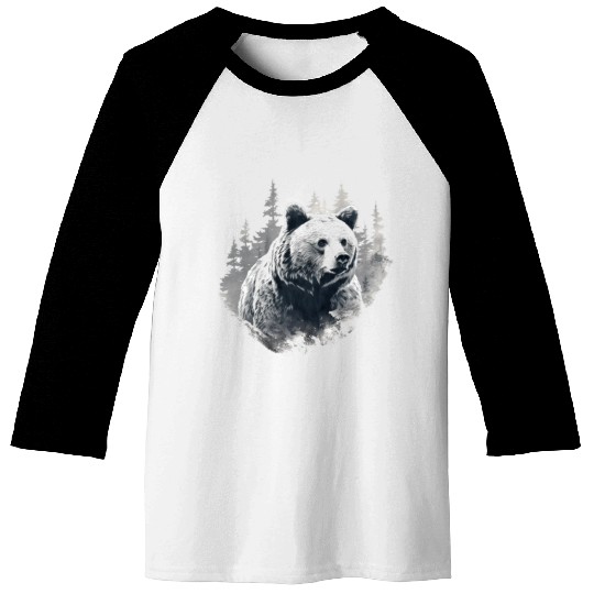 Majestic Forest Bear Baseball Tees