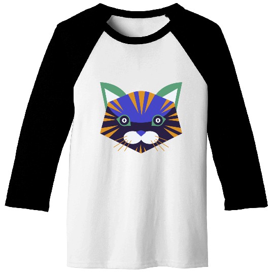 Colorful Cat Face Baseball Tees