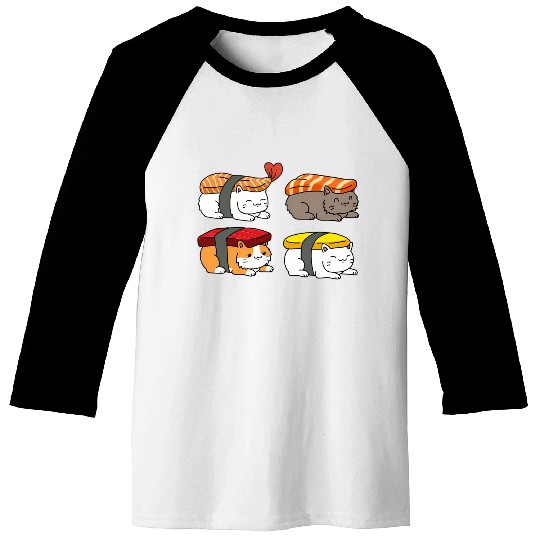Cat Sushi Baseball Tees