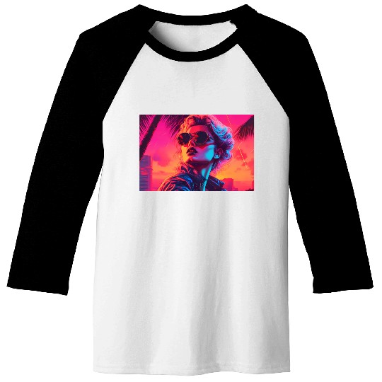 Synthwave Sunset Vibes with sunglasses Baseball Tees