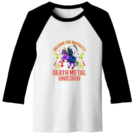 Goth Rock Satan Unicorn Festivals Death Metal Baseball Tees