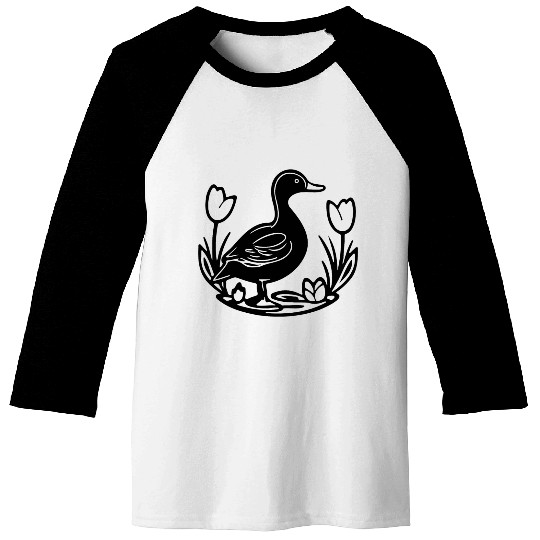 Duck Bird Nature Pond Baseball Tees