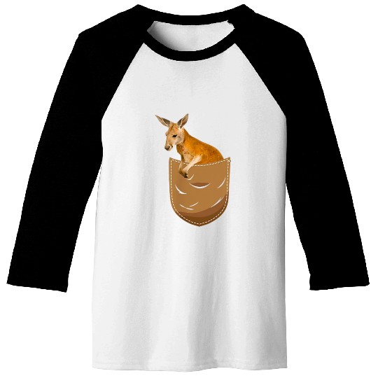 Kangaroo In Pocket Funny Animal Lover Baseball Tees