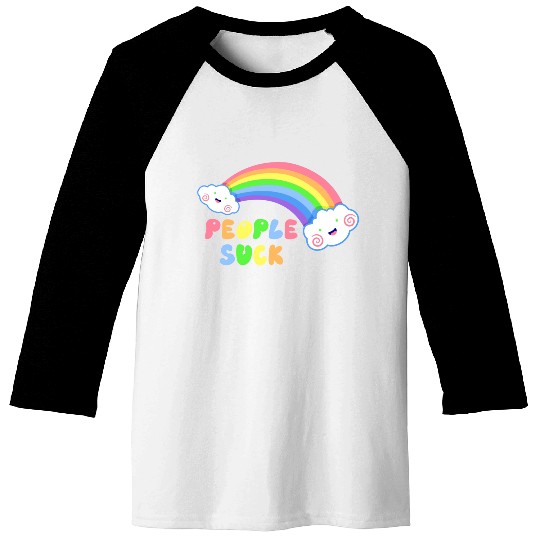 People Suck Dooom Rainbow Baseball Tees