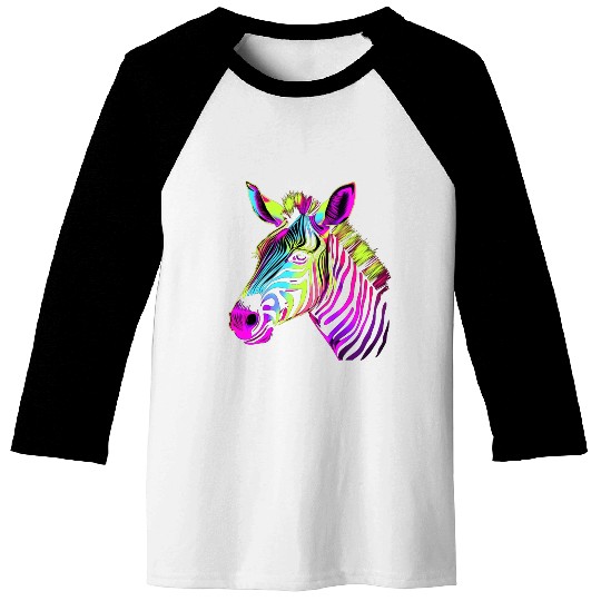 Zebra Neon Colors Portrait Baseball Tees