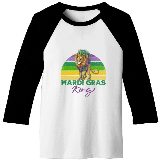 Mardi Gras King Lion With Crown Baseball Tees