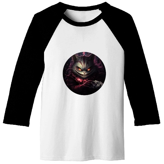 Cheshire Cat Playing Cards Baseball Tees