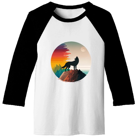 LGBTQIA+ Majestic wolf on the mountain top Baseball Tees