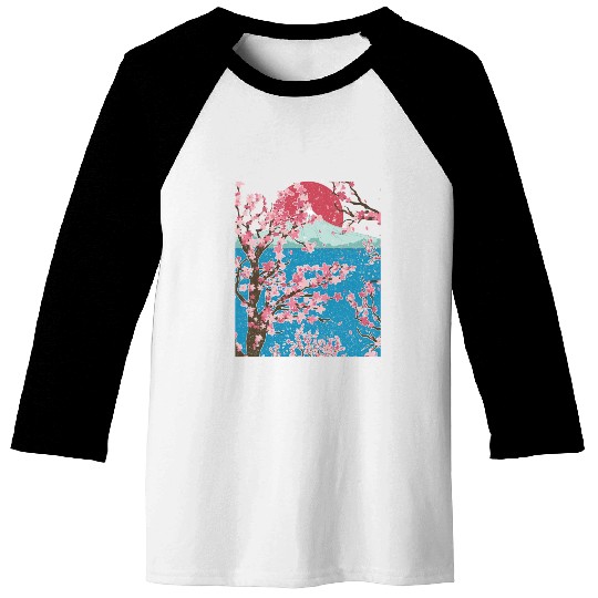 Japan cherry blossom gift sunset sakura Baseball Tees