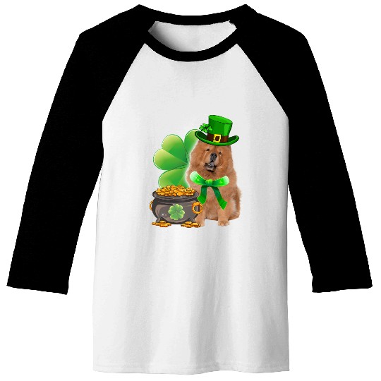 Chow Chow Dog Shamrock Irish Saint St Patrick Day Baseball Tees