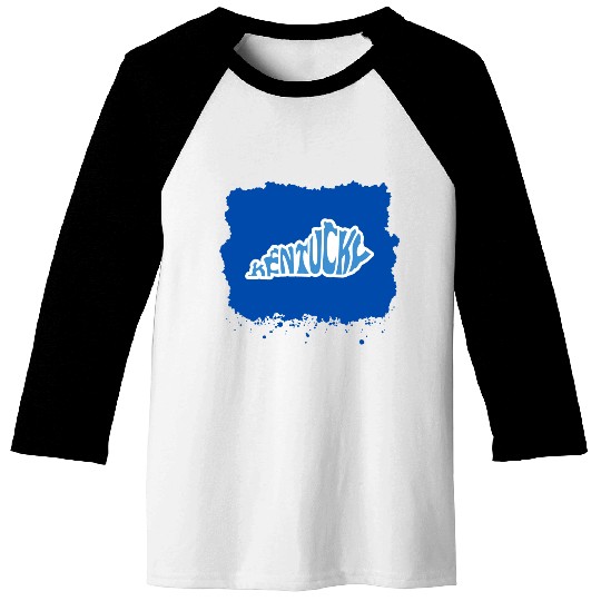 Kentucky Typography Sticker in State Shape Baseball Tees