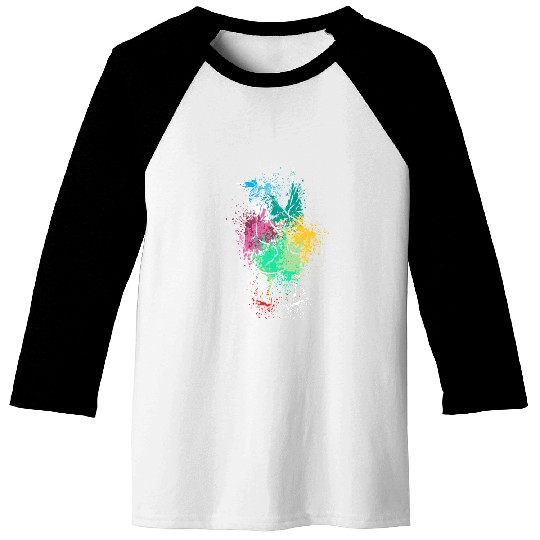 Colerfull Splash Art Farm animals chicken Baseball Tees