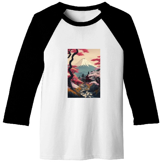 Asia Landscape Serene Mount Fuji Baseball Tees
