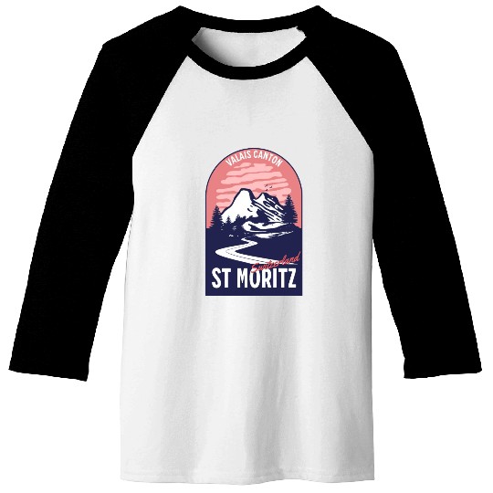 Saint Moritz Switzerland Valais Baseball Tees