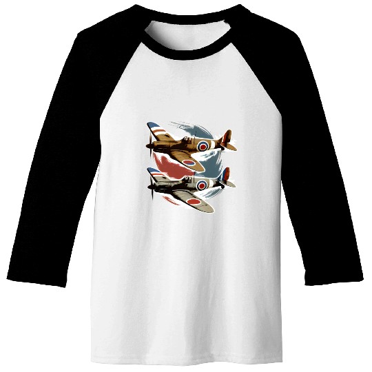 Pilot Spitfire Airplane Aviator Military Baseball Tees