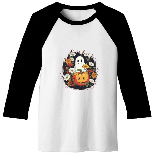 Trick or Treat Halloween Baseball Tees With Ghost Pumpkin