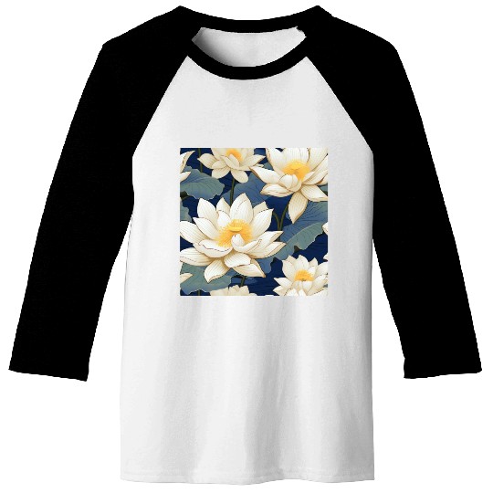 Serenity Blooms: Timeless Lotus Pattern Baseball Tees