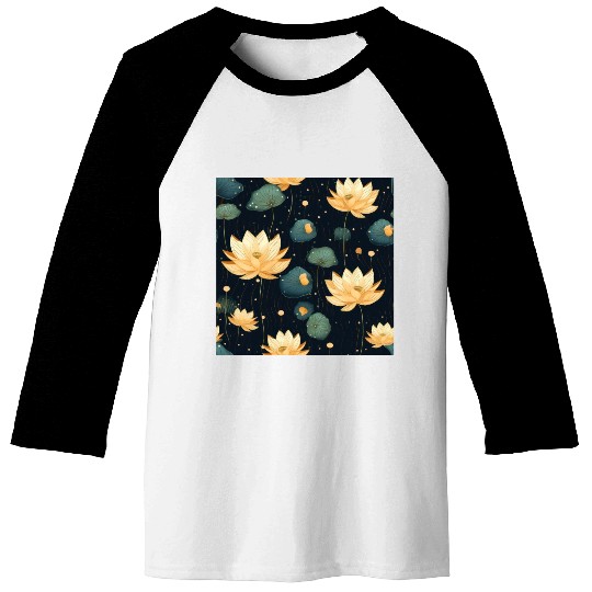 Serenity Blooms: Timeless Lotus Pattern Baseball Tees