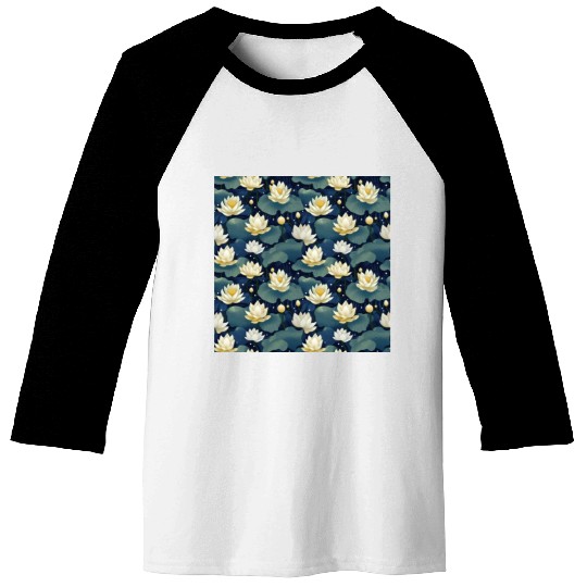 Serenity Blooms: Timeless Lotus Pattern Baseball Tees
