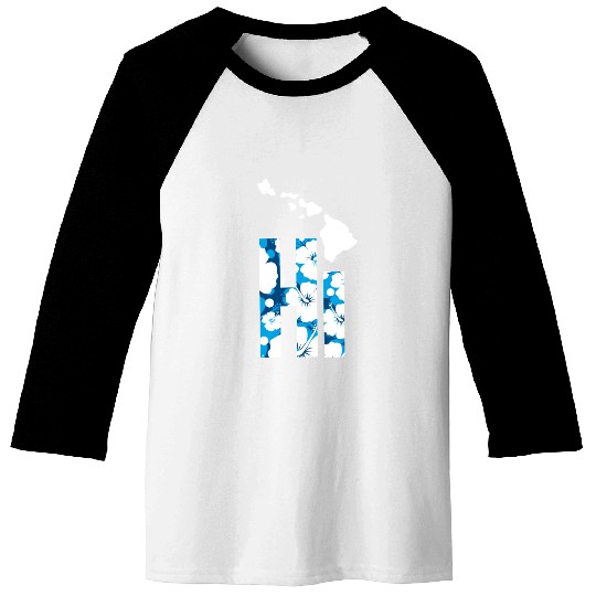 Hawaii Hi Hibiscus Blues Baseball Tees