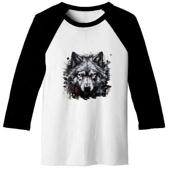 The Lone Wolf. Urban Hunter, Graffiti Style. Baseball Tees