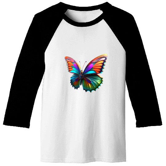 colorful flying butterfly 3d Multicolored wings Baseball Tees