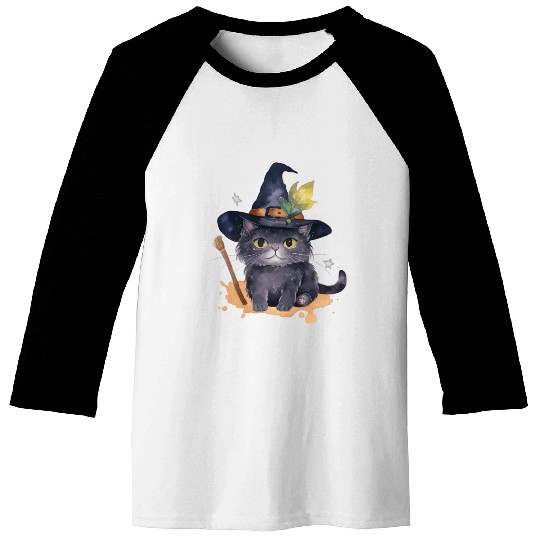 Wizard Cat Magic Baseball Tees