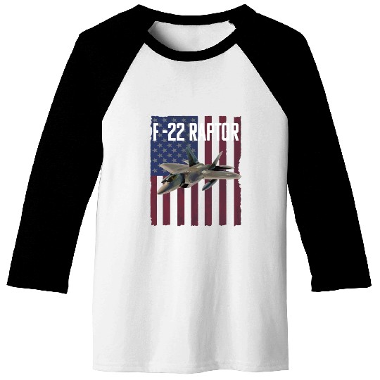 F 22 Raptor Aircraft USA Flag Baseball Tees