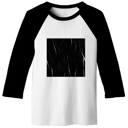 Monochrome Elegance: White Abstract Lines on Black Baseball Tees