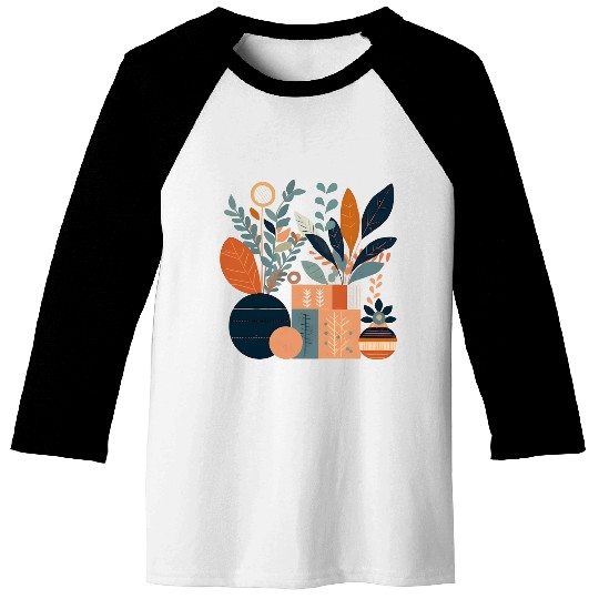 Floral Modern Geometric Mid Century 3 Baseball Tees