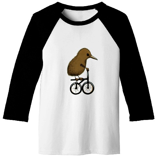 Kiwi Bird On Cycle Baseball Tees