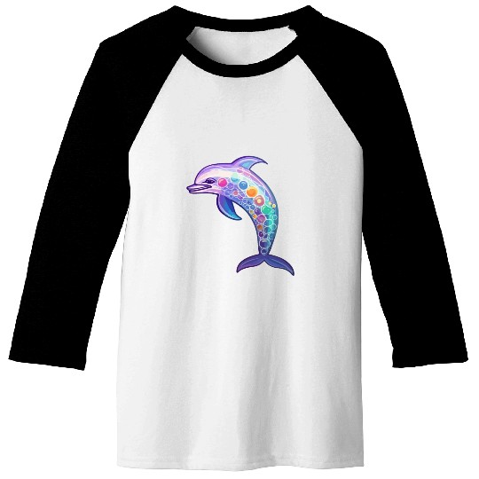 Kawaii Dolphin - Fantastical Ocean Dreams Baseball Tees