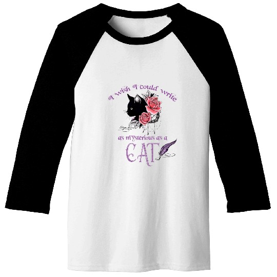 Mysterious Cat Edgar Allan Poe Baseball Tees